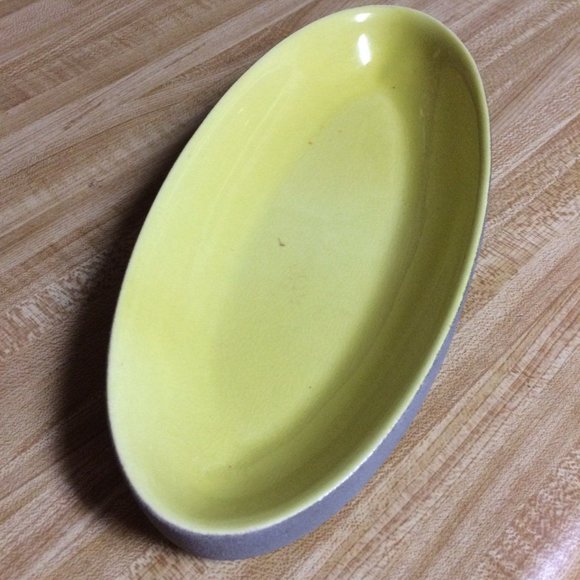 Hyalyn Mid Century Candy Trinket Dish Bright Yellow Green Mod Boho Industrial - Picture 2 of 7